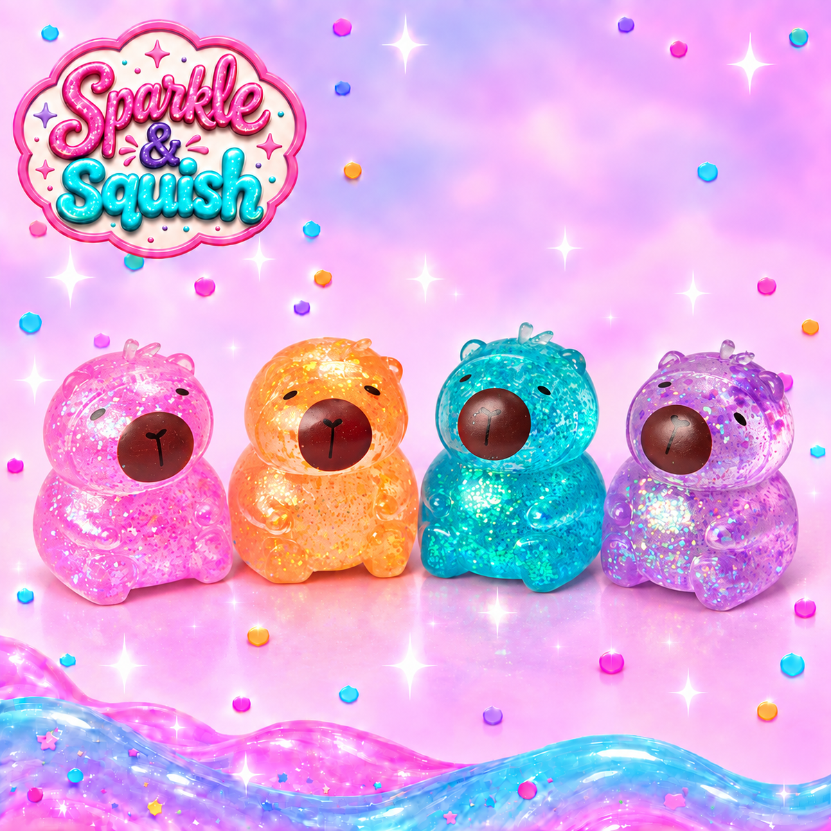 Scrunchems® Sugar Glitter Capybara Squishy