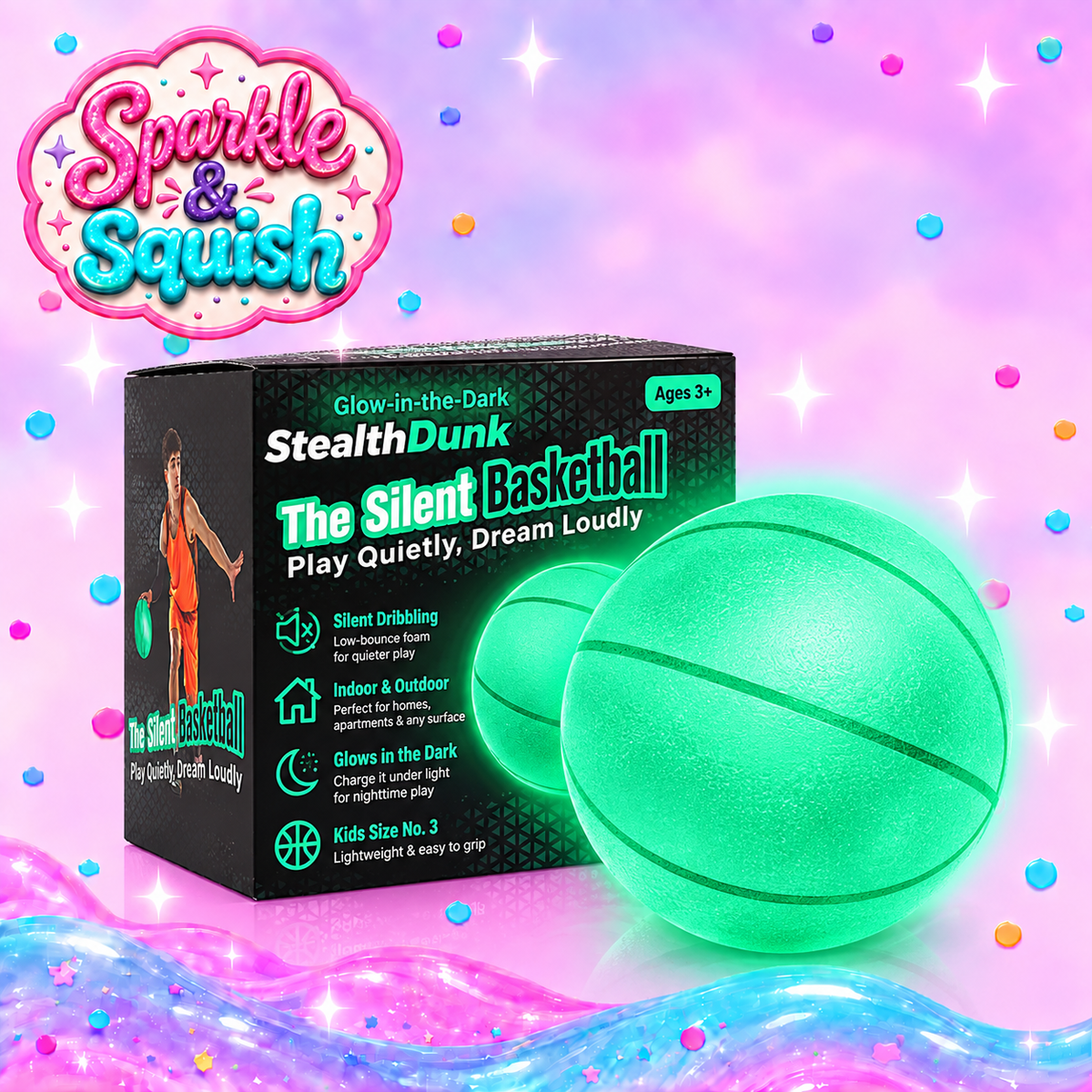 StealthDunk Glow in the Dark Silent Basketball