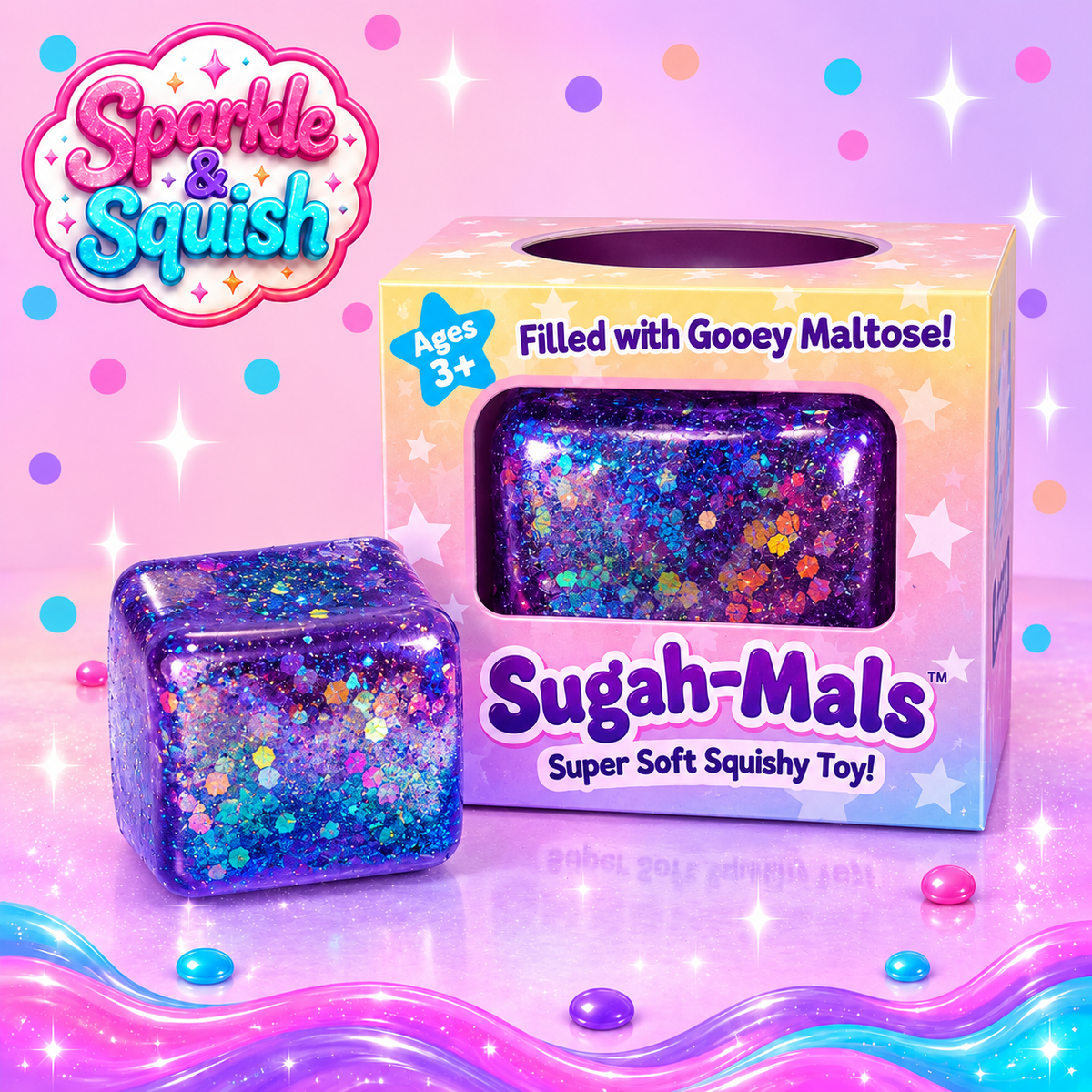 Sugah-Mals™ Glitter Sugar Cube Squishy